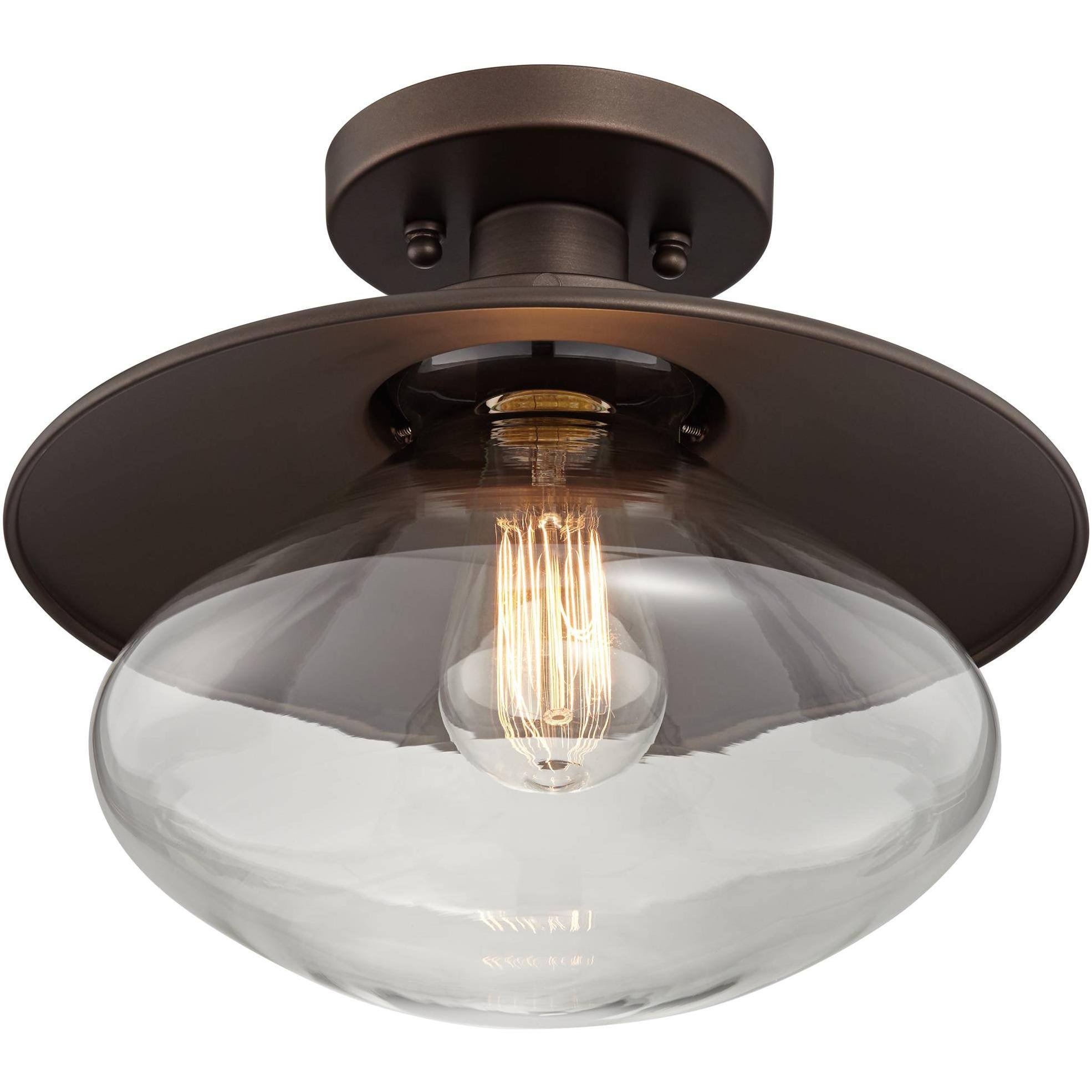 360 Lighting Harlow Modern Farmhouse Glass and Bronze Ceiling Light ...