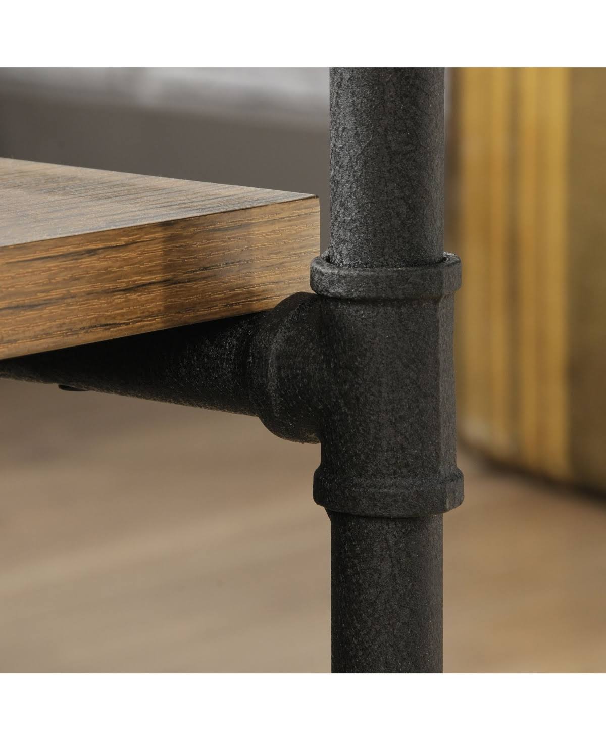 Sauder Iron City Coffee Table Checked Oak Wellnestcares