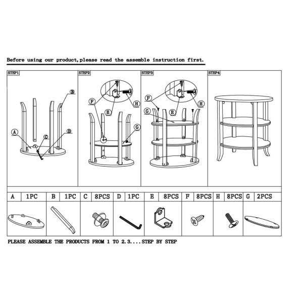 Mega Home Shailene 3Tier End Table, Brown Wellnestcares