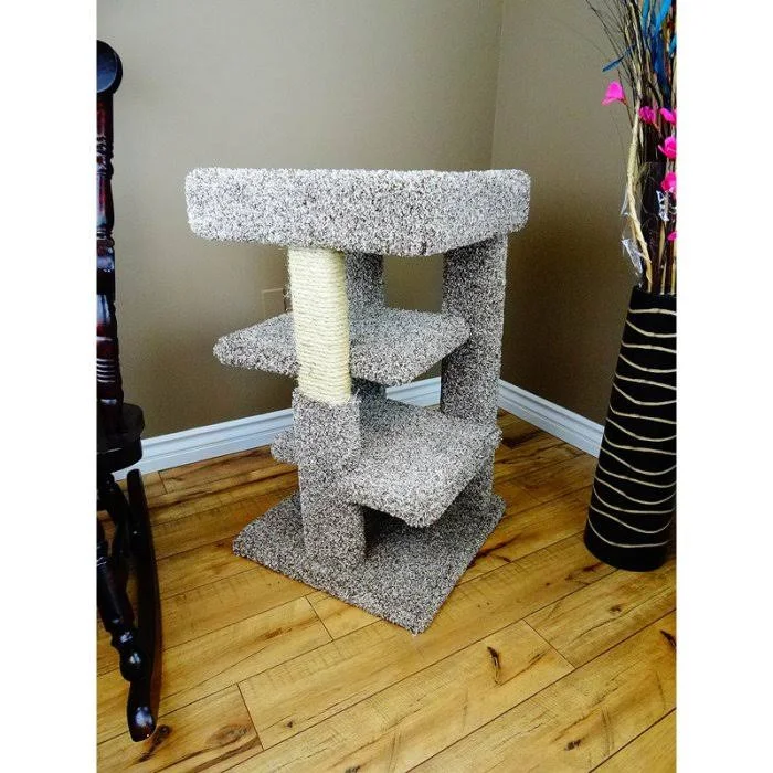 New Cat Condos 3 Level Cat Tree, Beige Wellnestcares