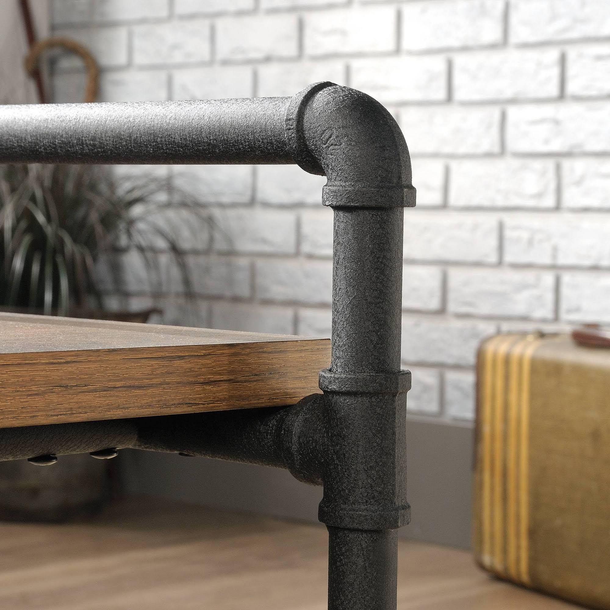 Sauder Iron City Coffee Table Checked Oak Wellnestcares