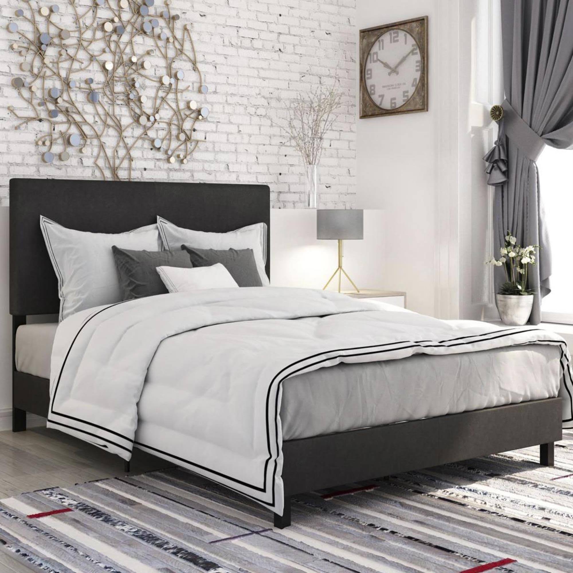 DHP Janford Upholstered Bed, Black Faux Leather, Queen Wellnestcares