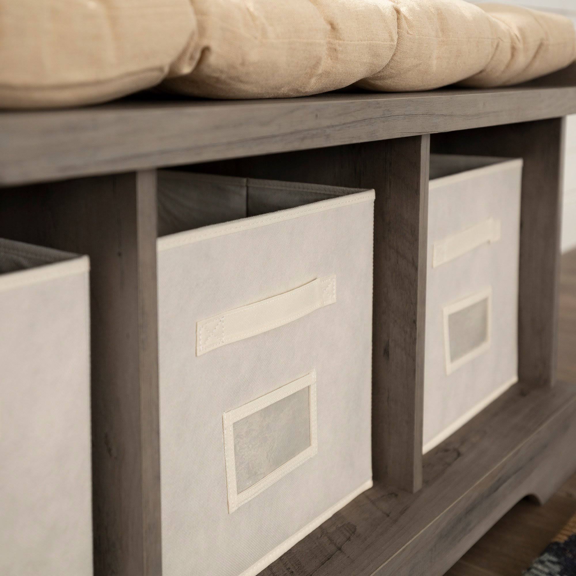 Walker Edison 42x22 Modern Farmhouse Entryway Storage Bench Grey Wash