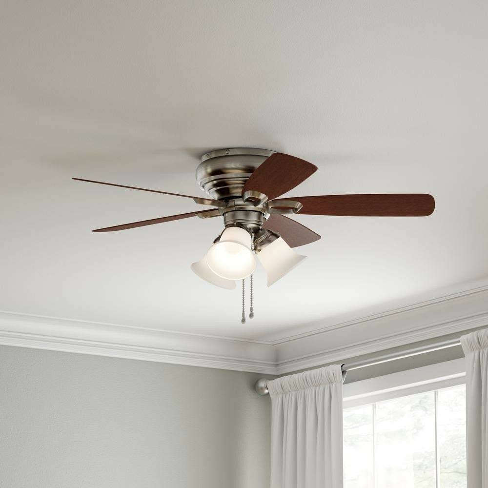 Hampton Bay Maris 44 in. Indoor Brushed Nickel Ceiling Fan LED Light ...