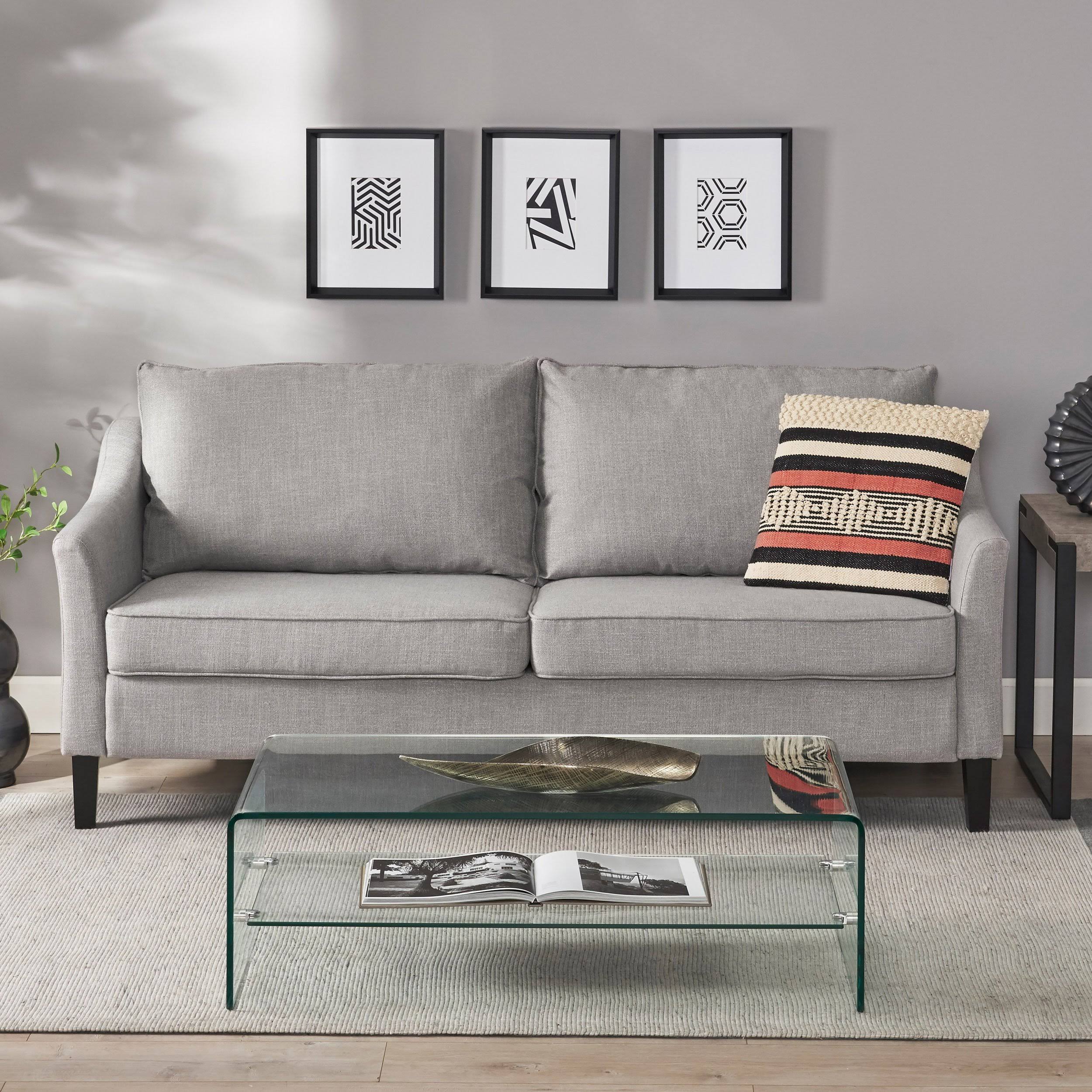 Tess Contemporary Fabric 3 Seater Sofa - Light Gray by GDF Studio ...