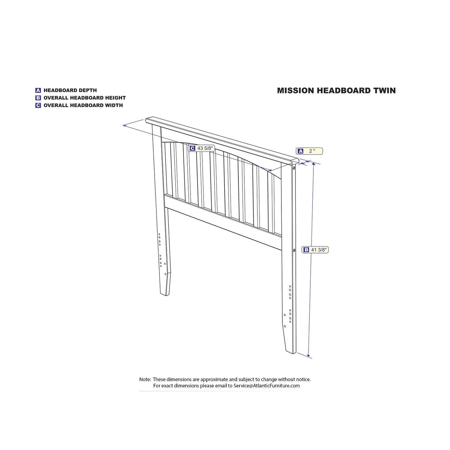 Atlantic Furniture Mission Headboard Twin Walnut Wellnestcares