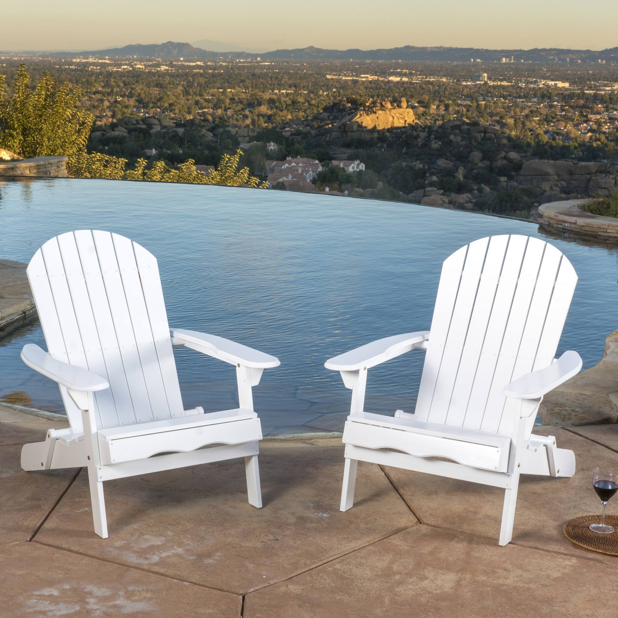 Hanlee Set of 2 Folding Wood Adirondack Chair White Christopher