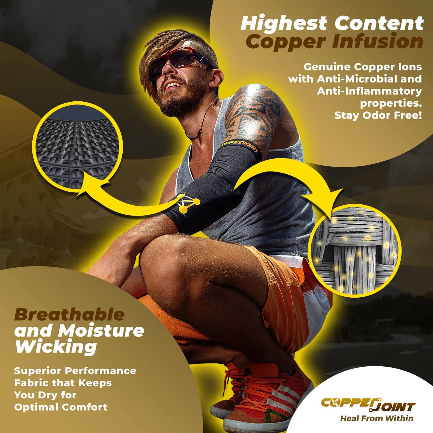 CopperJoint Copper Infused Compression Elbow Sleeve High Wellnestcares
