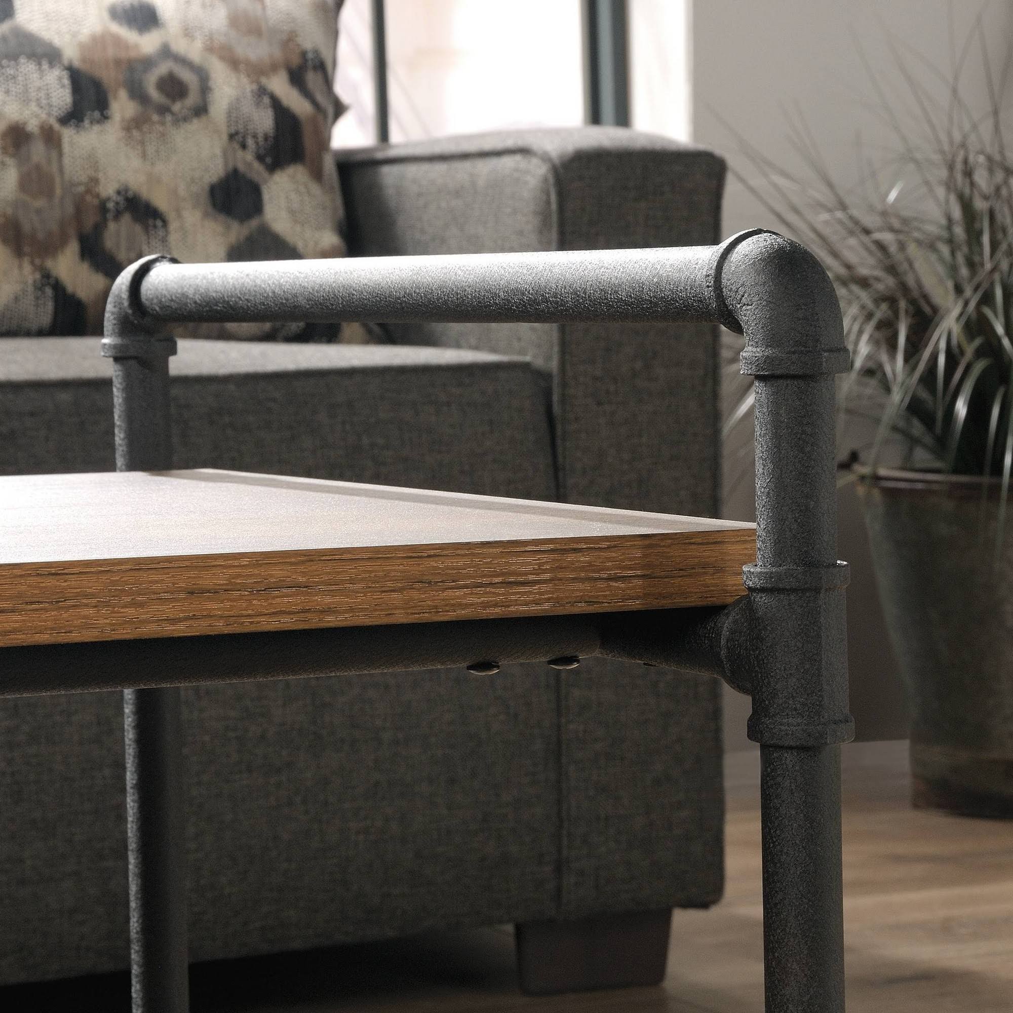 Sauder Iron City Coffee Table Checked Oak Wellnestcares