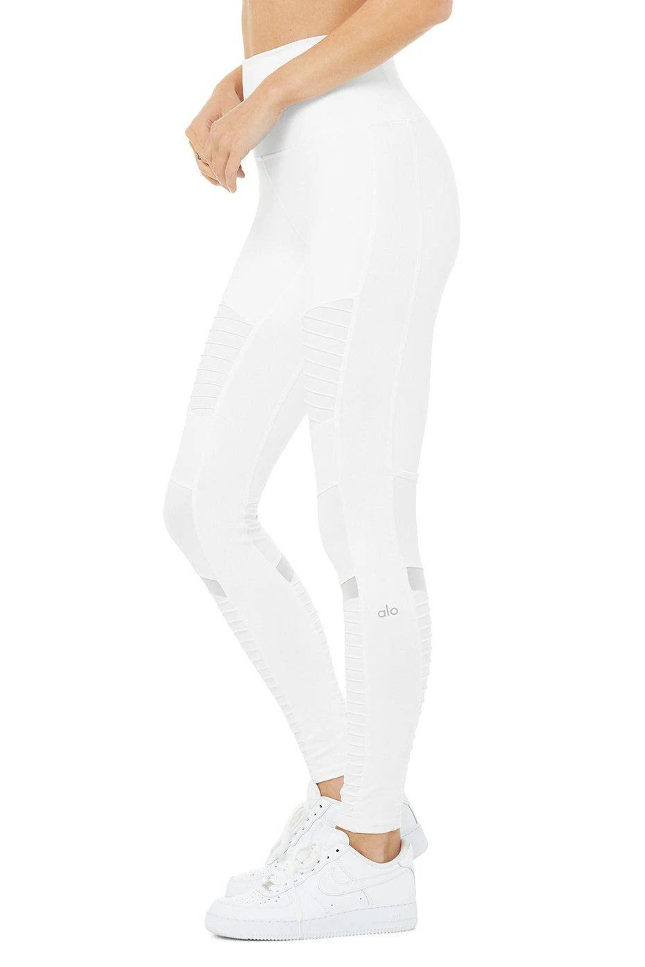 Alo Yoga High Waist Moto Legging - White - Leggings - Wellnestcares