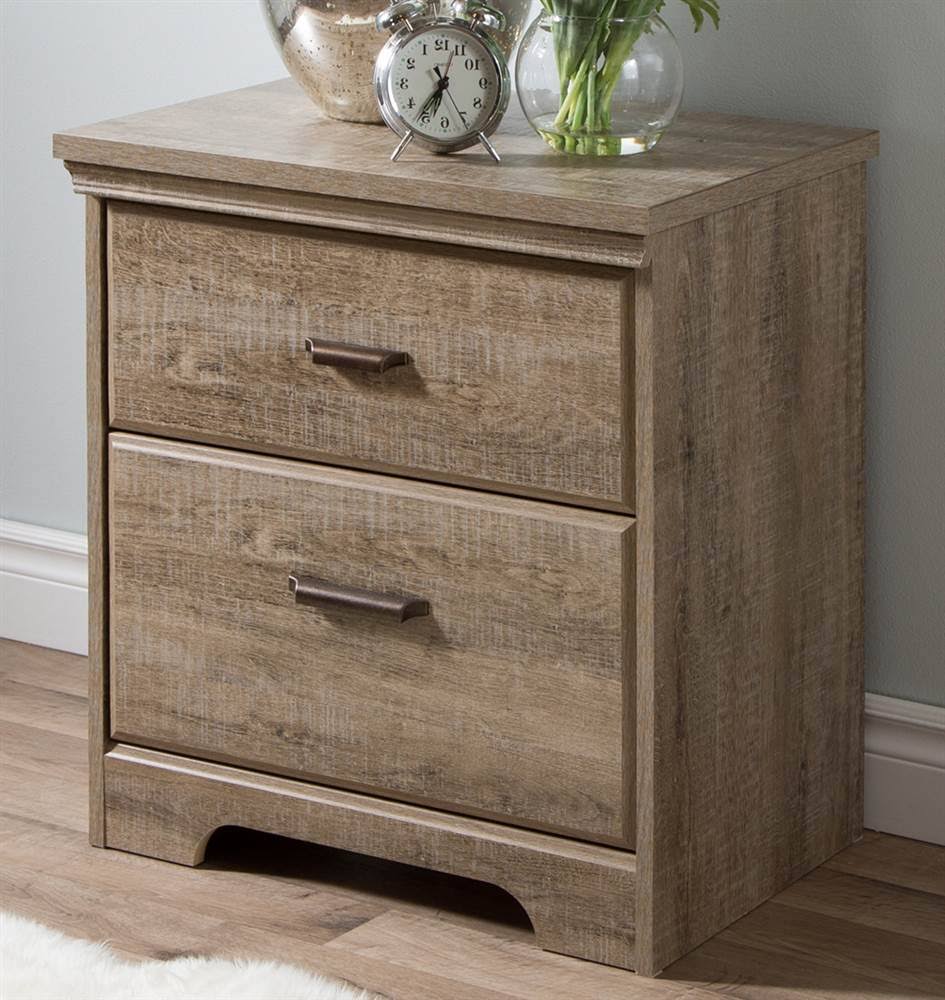 South Shore Versa 2Drawer Nightstand, Weathered Oak Wellnestcares