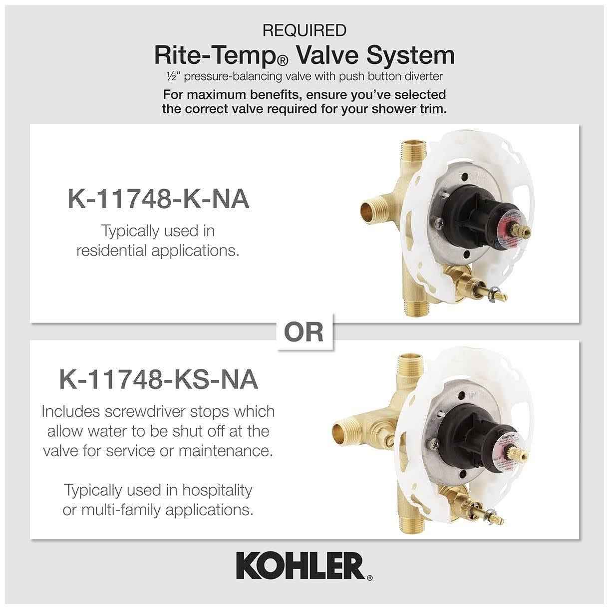 Kohler K-T98759-4-BN Margaux Rite-Temp Pressure-Balancing Valve Trim ...