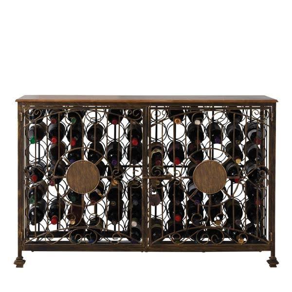 Wine Enthusiast 84 Bottle Antiqued Steel Wine Jail Console Wellnestcares