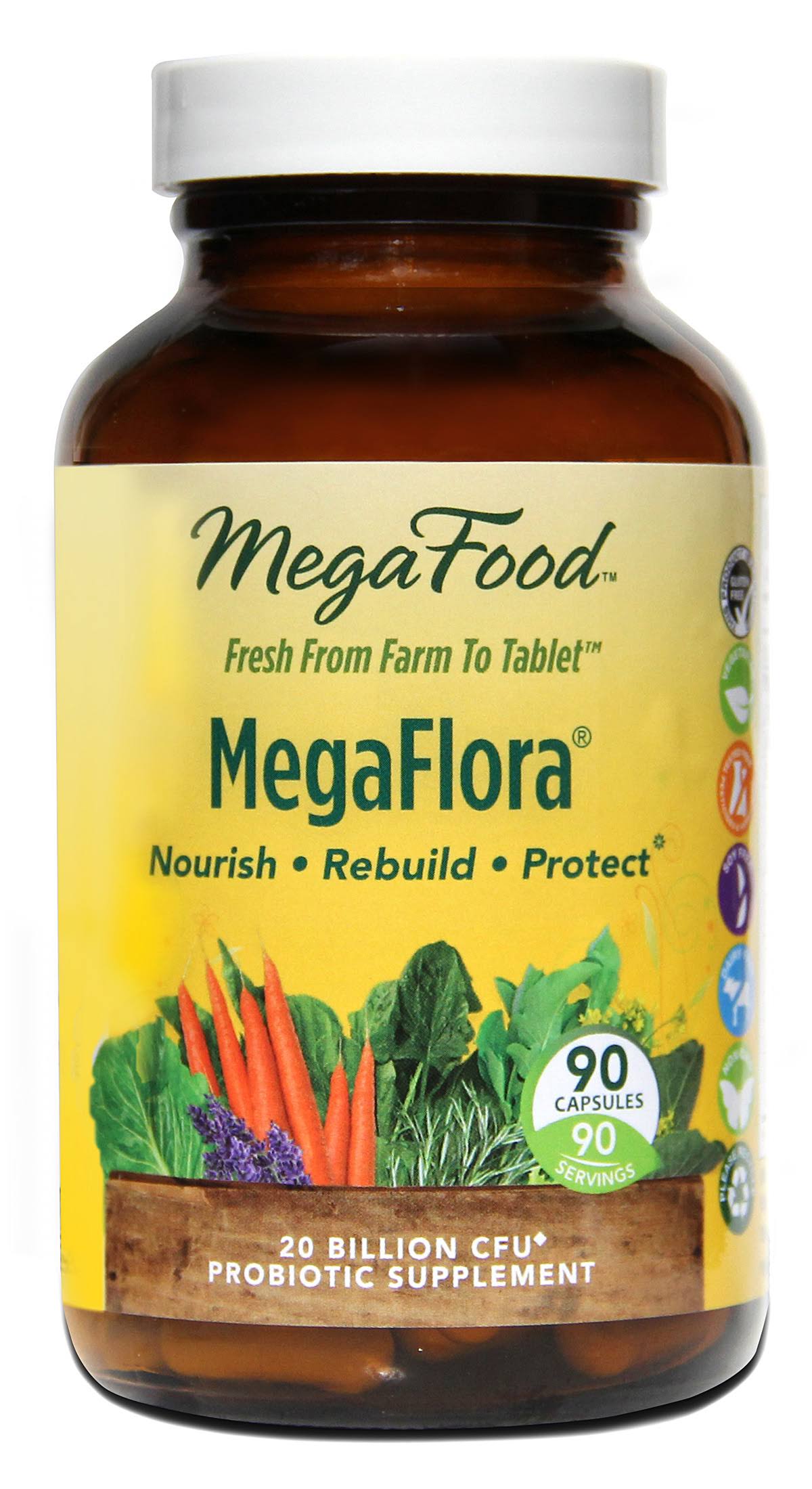 MegaFood MegaFlora Probiotic Supplement 90 capsules Wellnestcares