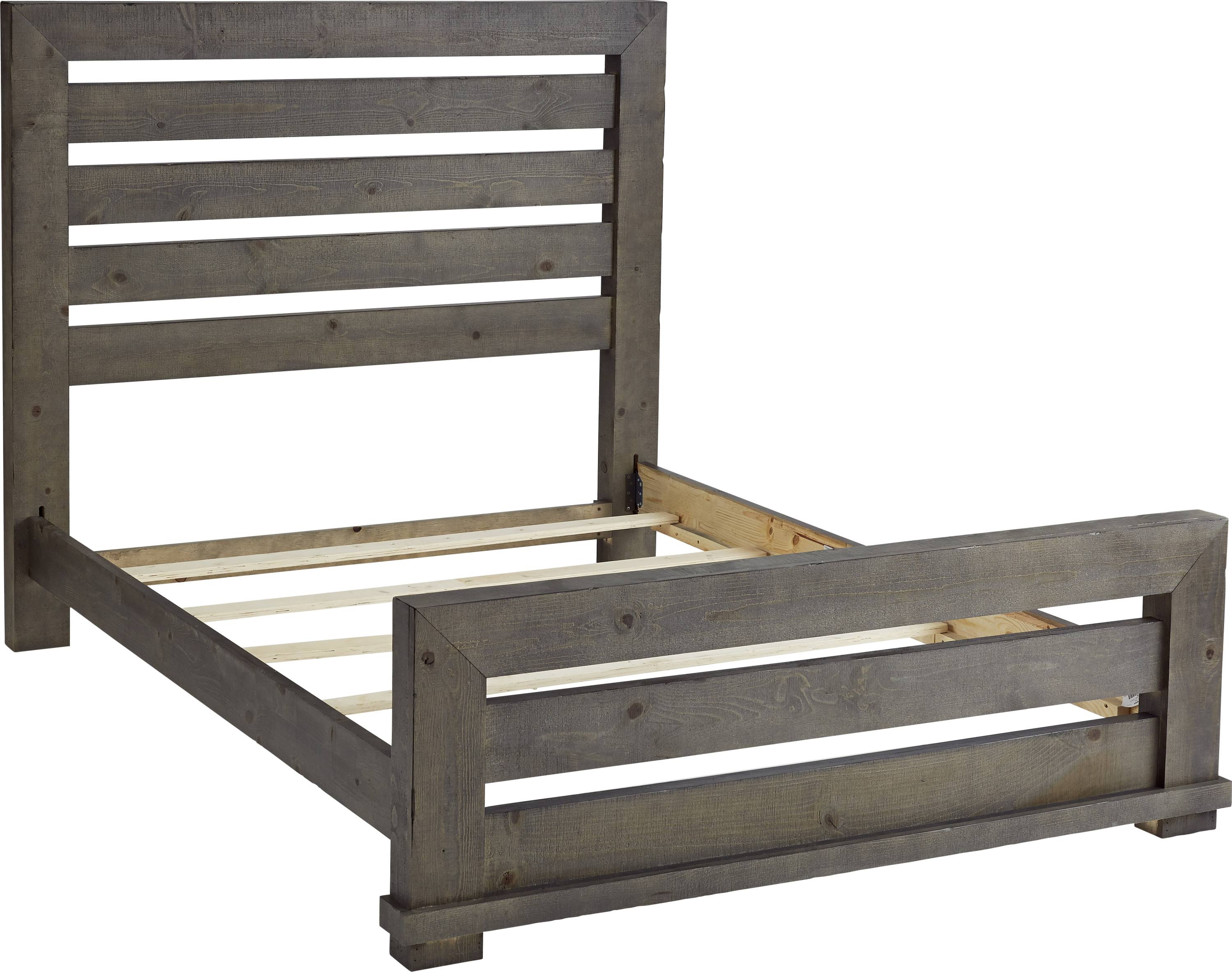 Willow King Slat Complete Bed in Distressed Dark Gray - Progressive ...