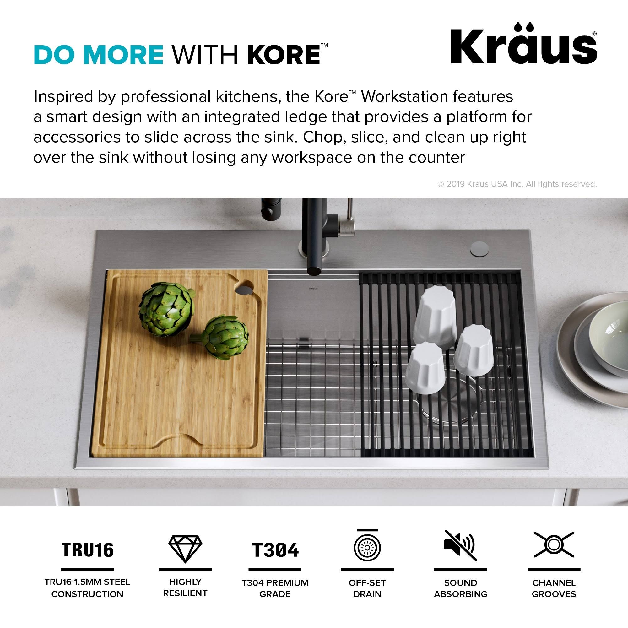 Kraus KWT31033/5.5 33 inch Kore ADA Workstation DropIn Topmount 16