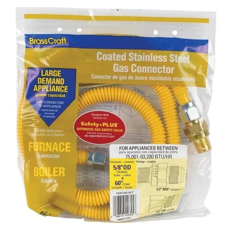 Brasscraft 1/2 in. FIP x 1/2 in. Dia. MIP Stainless Steel GAS Appliance