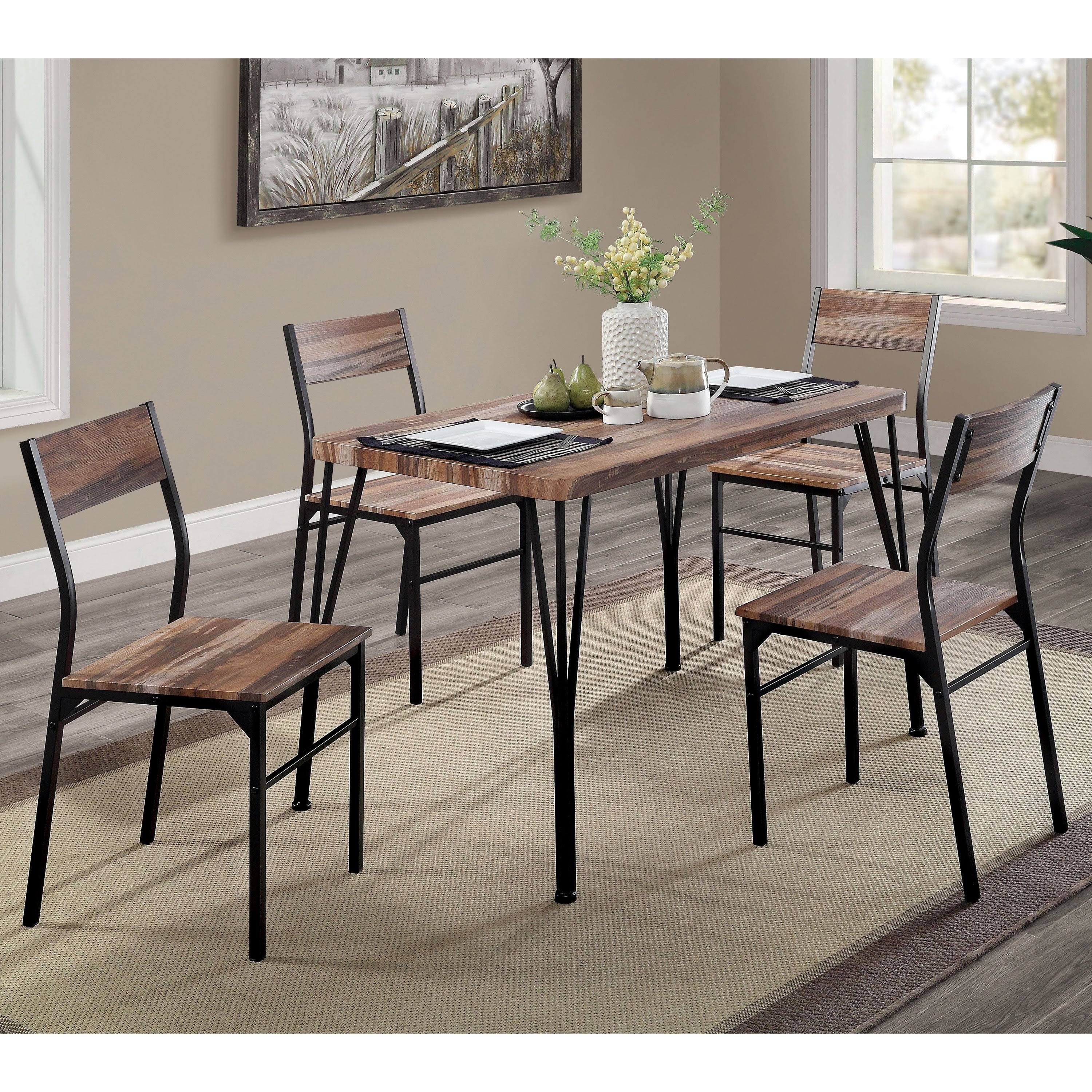 Furniture of America Nama Industrial 5-Piece Dining Table Set ...