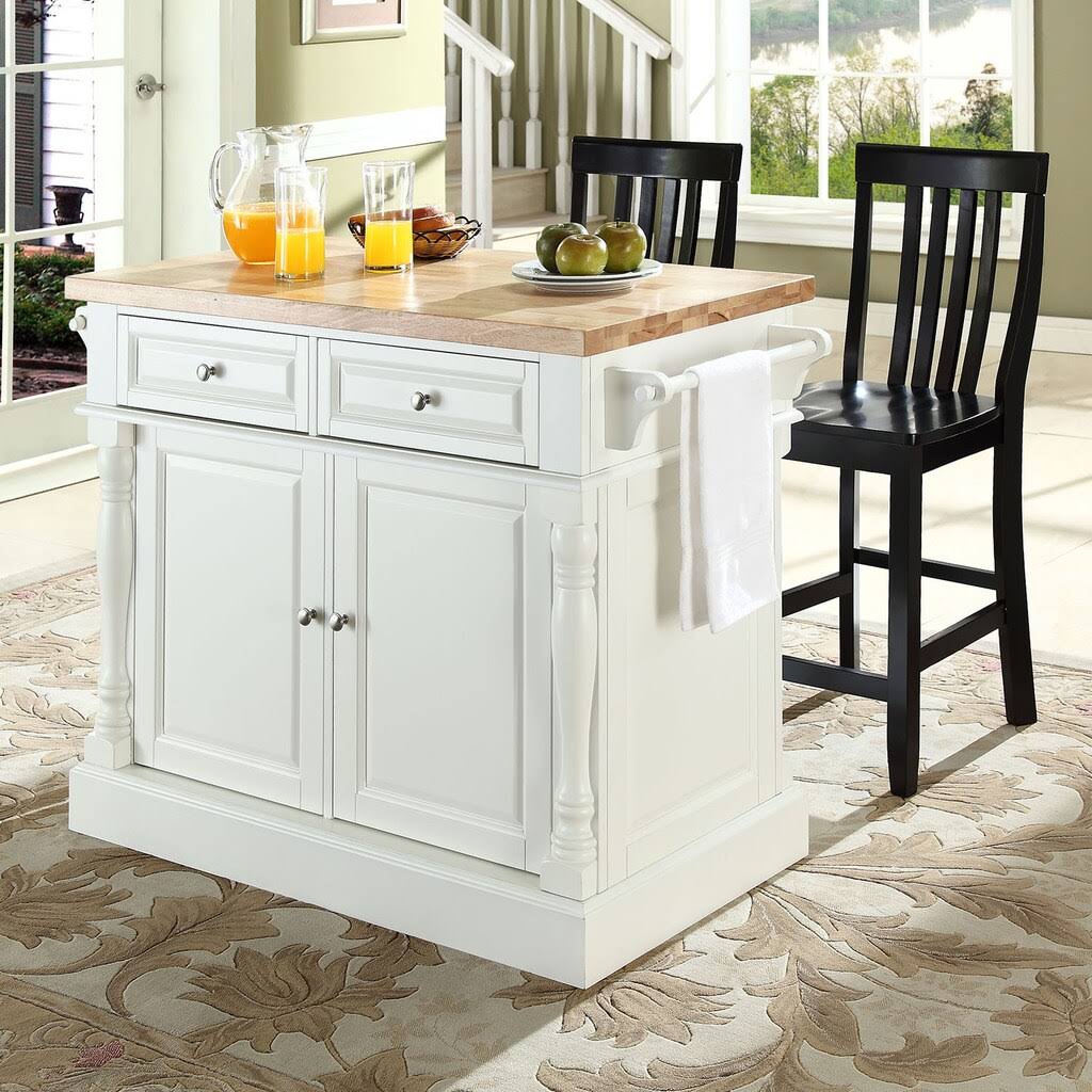 Crosley Furniture Butcher Block Top Kitchen Island with 24 inch School