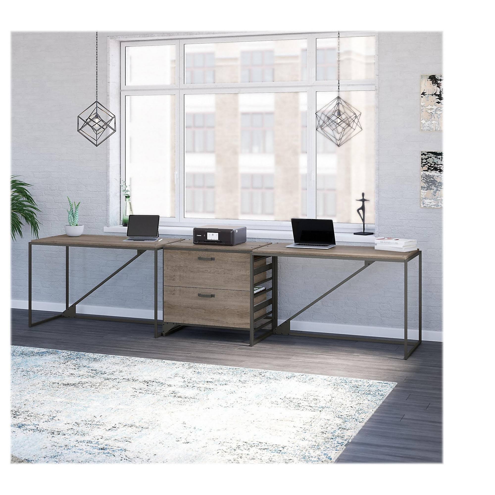 Bush Furniture Refinery 50W Industrial Desk in Restored Gray