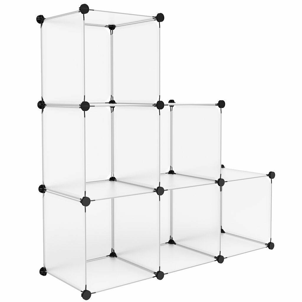 Langria Storage Cube Organizer DIY Plastic Closet Shelf 6-Cube Bookcase ...