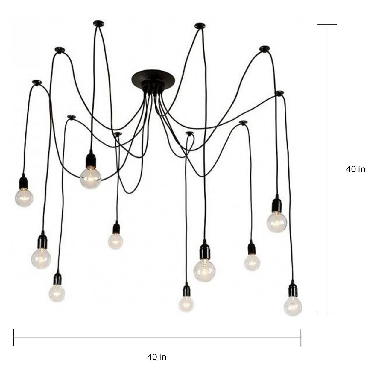 Black Industrial Edison Adjustable Spider Chandelier 14 Light