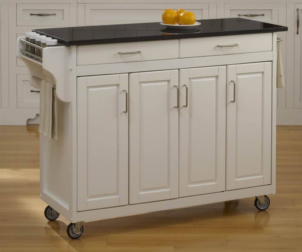 Home Styles Create-a-Cart White Finish Black Granite Top Kitchen Cart ...