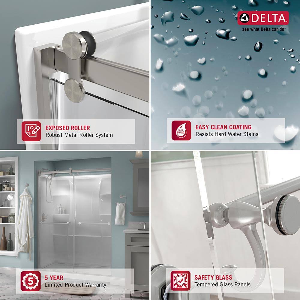 Delta 60 in. Contemporary Sliding Bathtub Door Track Assembly Kit in Chrome Wellnestcares
