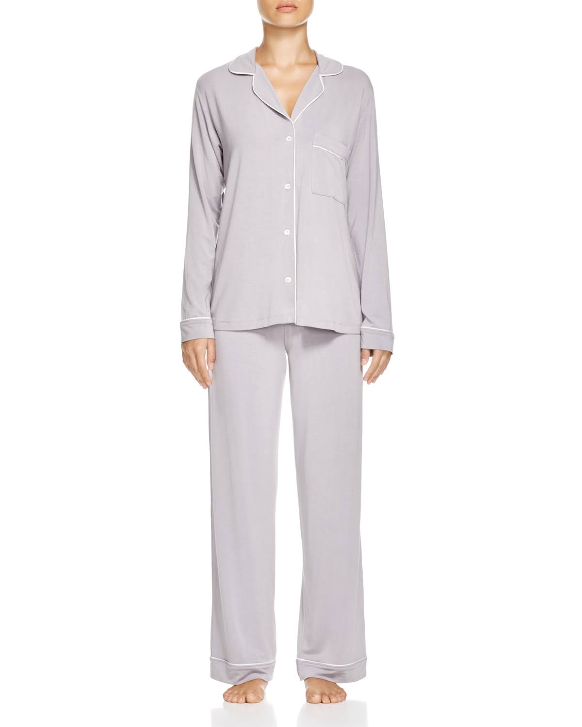 Eberjey Gisele Long PJ Set - Graphite/Sorbet Pink - Wellnestcares