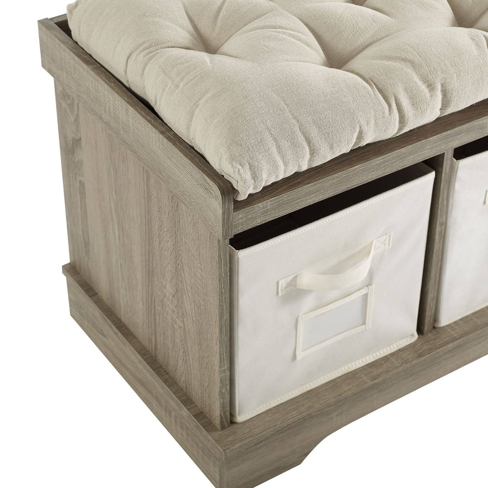 Walker Edison 42x22 Modern Farmhouse Entryway Storage Bench Grey Wash