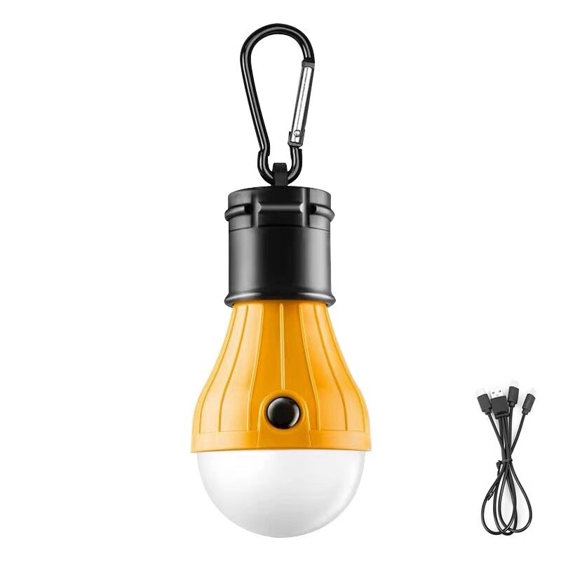 Outdoor tent light spherical camping light 3led portable hook lighting mini emergency camping signal light-Orange
