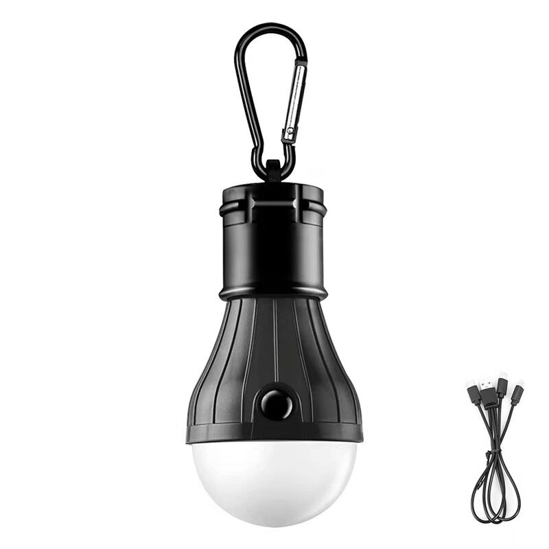 Outdoor tent light spherical camping light 3led portable hook lighting mini emergency camping signal light-Black