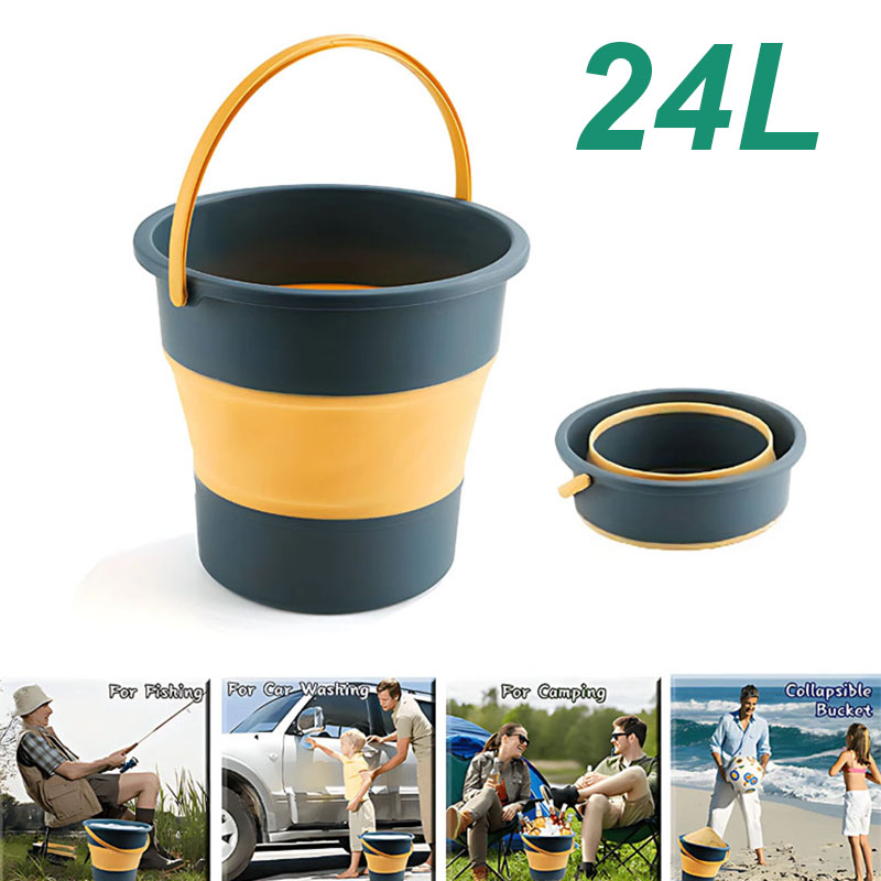Portable Folding Bucket Multifunctional Thickened Silicone Bucket for Car Washing and Fishing Camping Folding Bucket