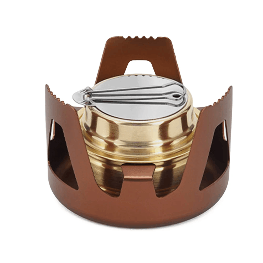 Outdoor Camping Gas Stove Mini Alcohol Stove Burner Liquid Fuel Cooking Stove 360° Adjustable Brass Bracket for Picnic Camping