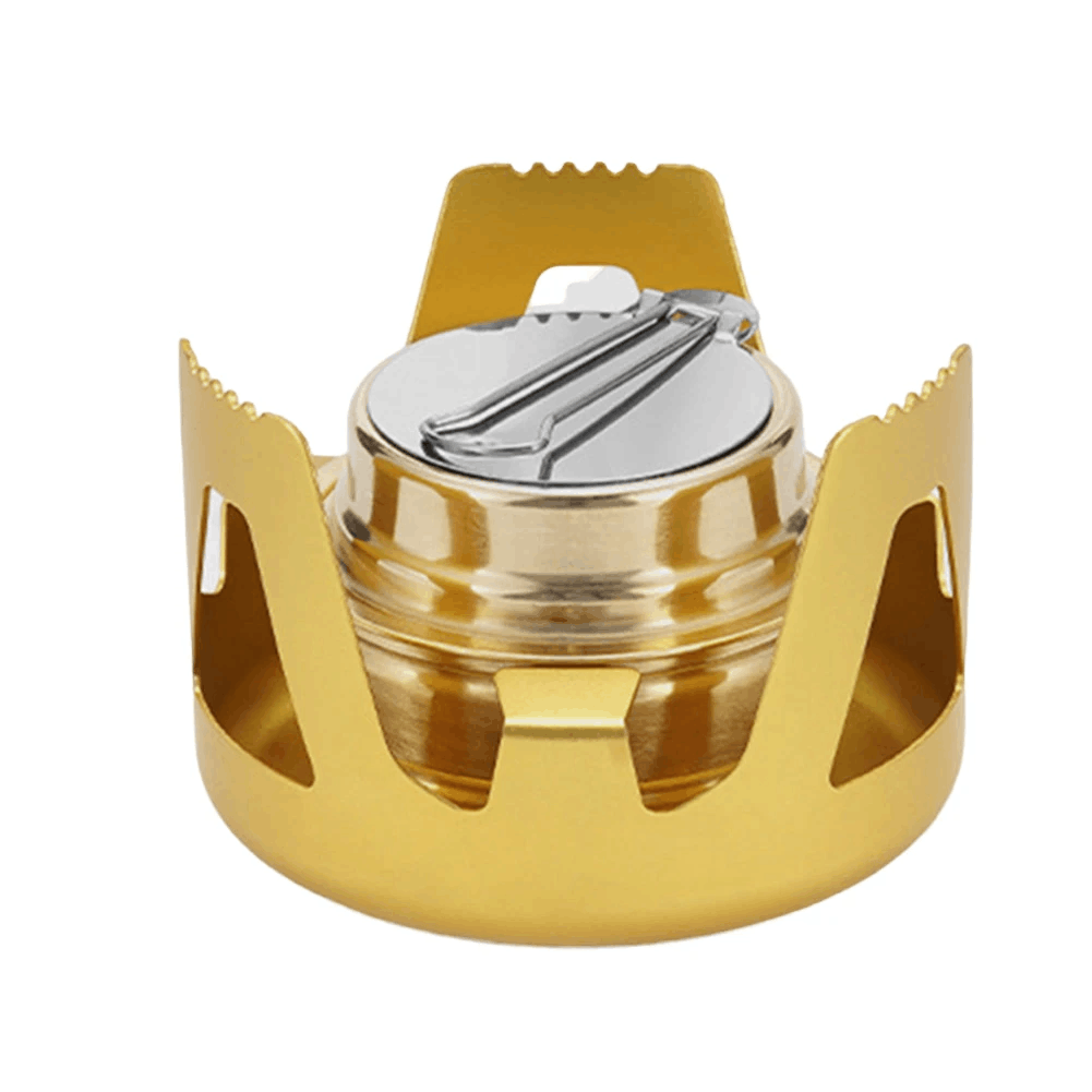 Outdoor Camping Gas Stove Mini Alcohol Stove Burner Liquid Fuel Cooking Stove 360° Adjustable Brass Bracket for Picnic Camping