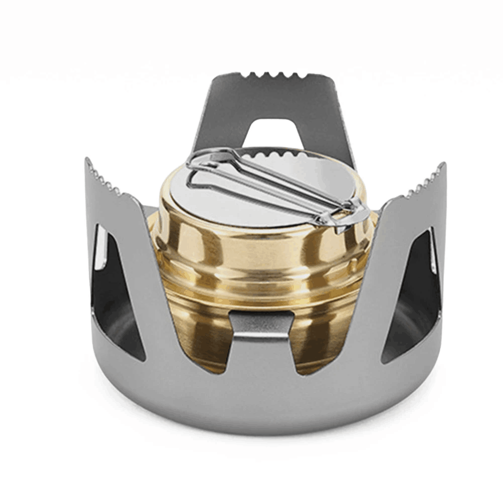 Outdoor Camping Gas Stove Mini Alcohol Stove Burner Liquid Fuel Cooking Stove 360° Adjustable Brass Bracket for Picnic Camping