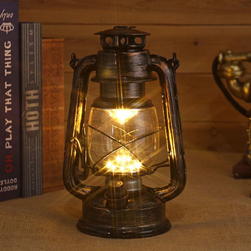 Portable retro lantern dry battery camping lamp LED camping lamp emergency lamp tent lamp iron ornaments dimmable - BVSMAX