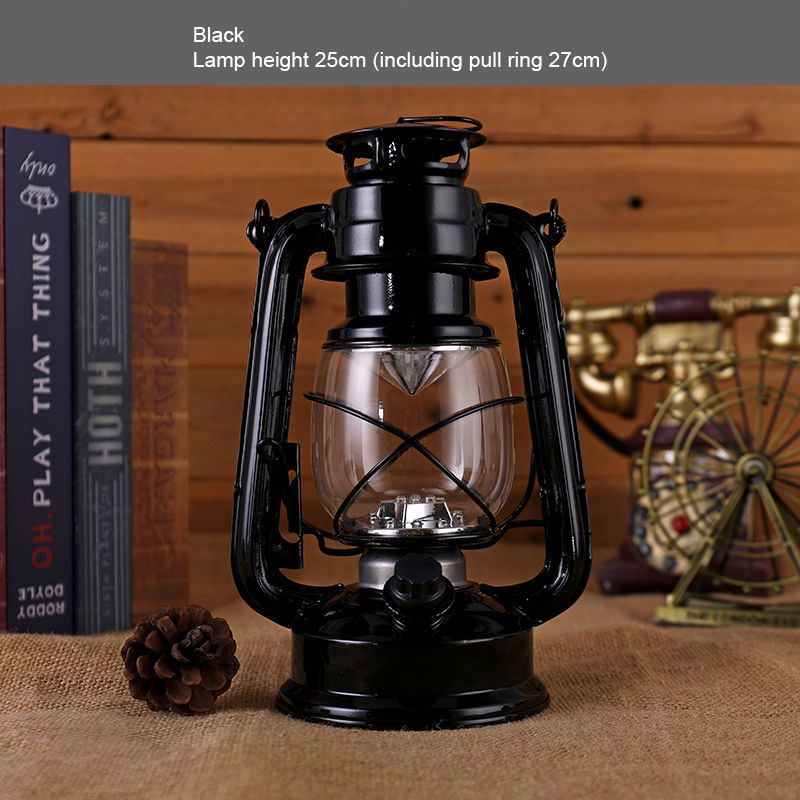 Portable retro lantern dry battery camping lamp LED camping lamp emergency lamp tent lamp iron ornaments dimmable - BVSMAX