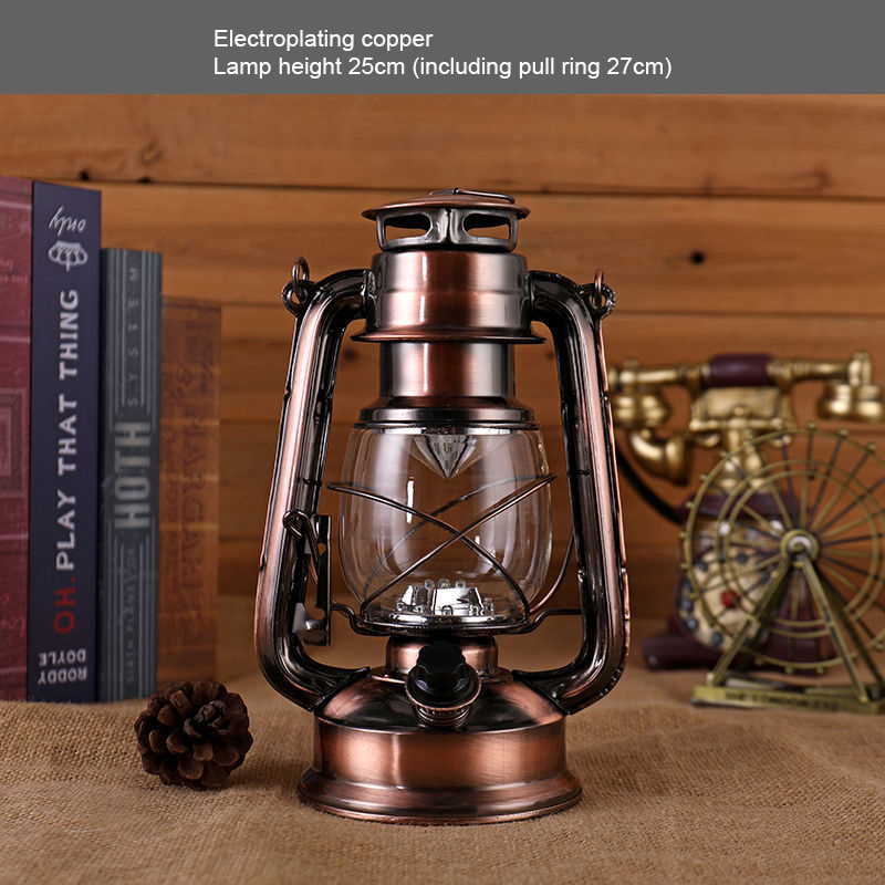 Portable retro lantern dry battery camping lamp LED camping lamp emergency lamp tent lamp iron ornaments dimmable - BVSMAX