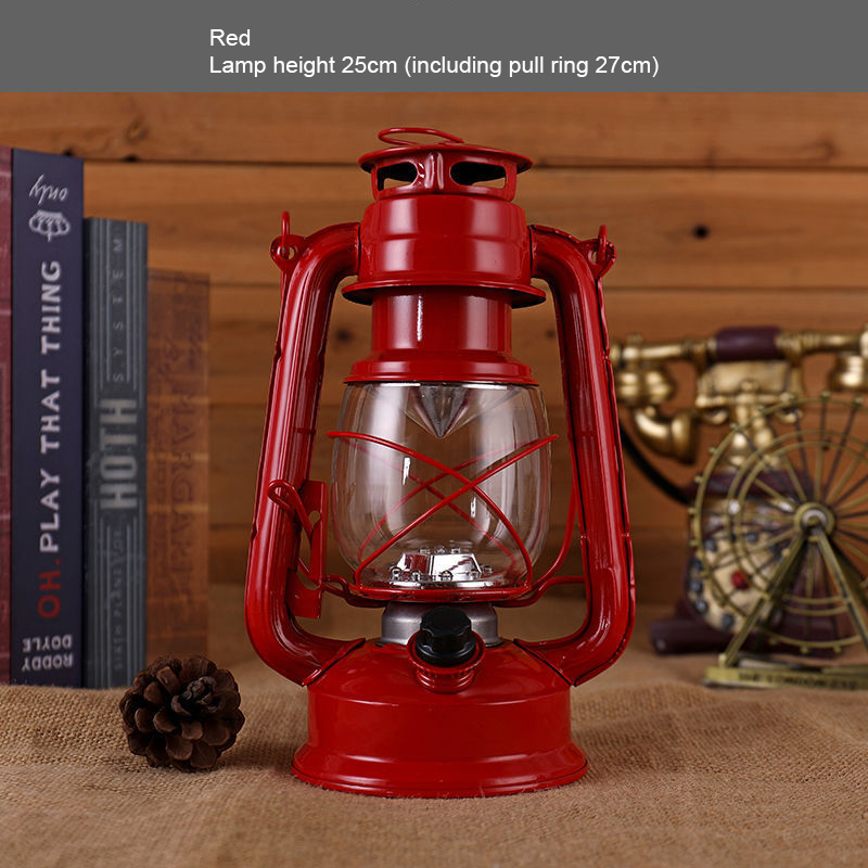 Portable retro lantern dry battery camping lamp LED camping lamp emergency lamp tent lamp iron ornaments dimmable - BVSMAX