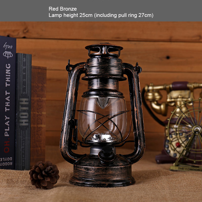 Portable retro lantern dry battery camping lamp LED camping lamp emergency lamp tent lamp iron ornaments dimmable - BVSMAX