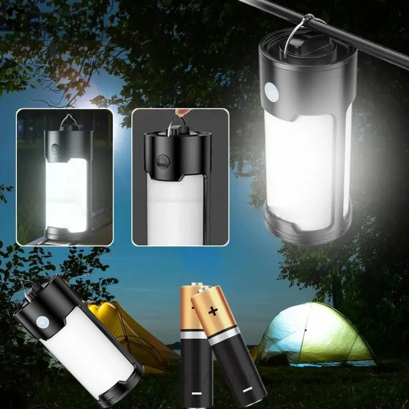 Camping Lantern Battery Powered Lamp Portable Outdoor Tent Lamp Night Emergency Lights Flashlight On Battery