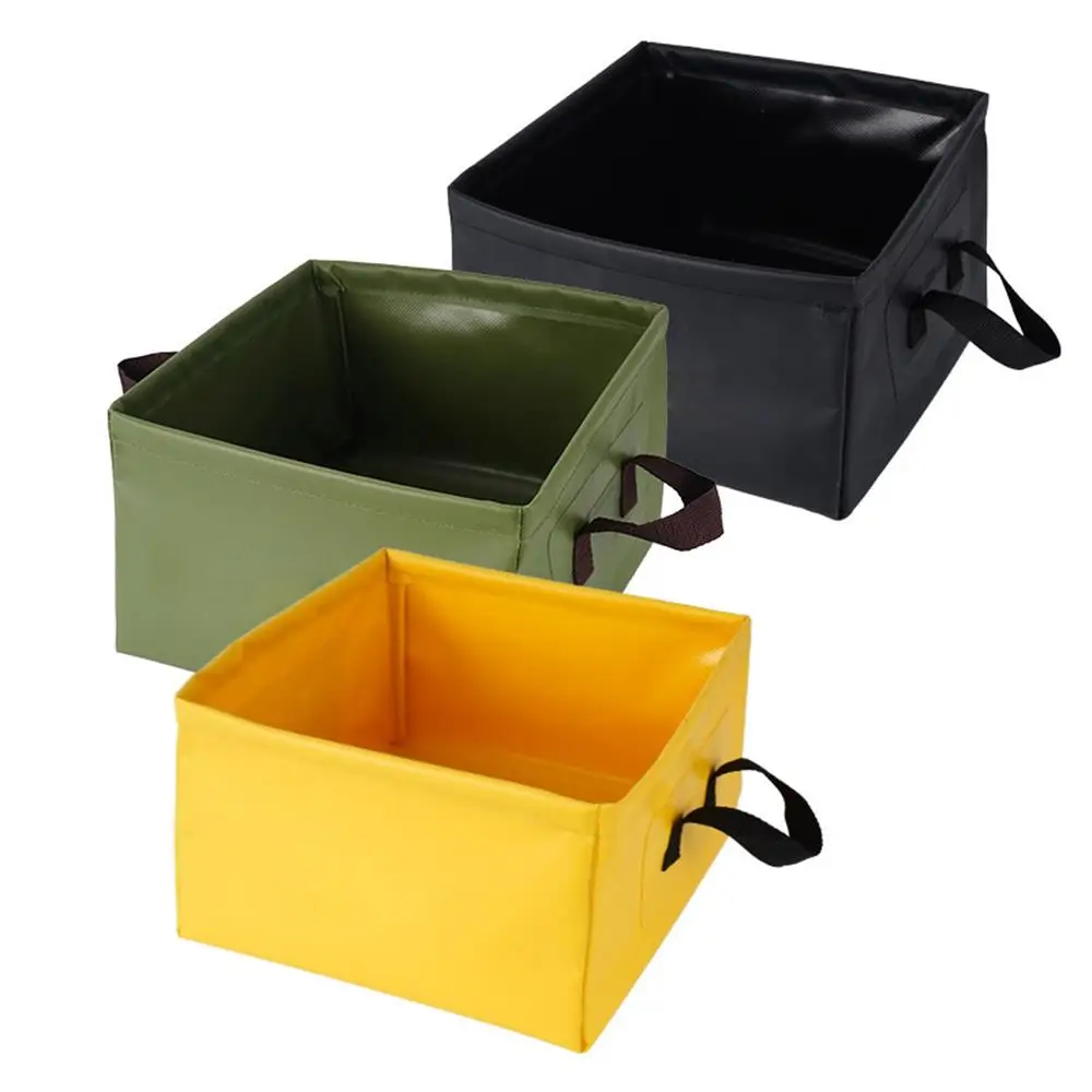 Outdoor Portable Collapsible Bucket Square 13L Fishing Bucket Hiking Camping Self-driving Bucket Travel Folding Wash Basinw
