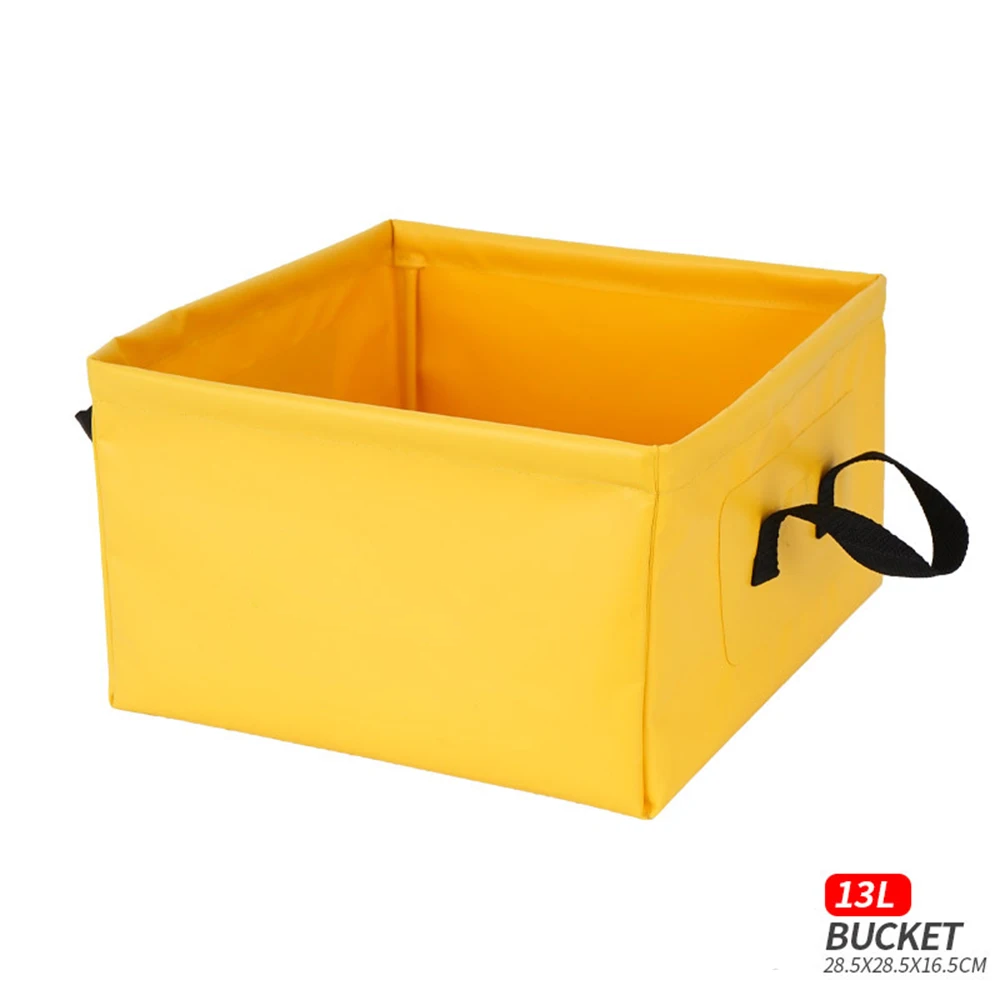 Outdoor Portable Collapsible Bucket Square 13L Fishing Bucket Hiking Camping Self-driving Bucket Travel Folding Wash Basinw