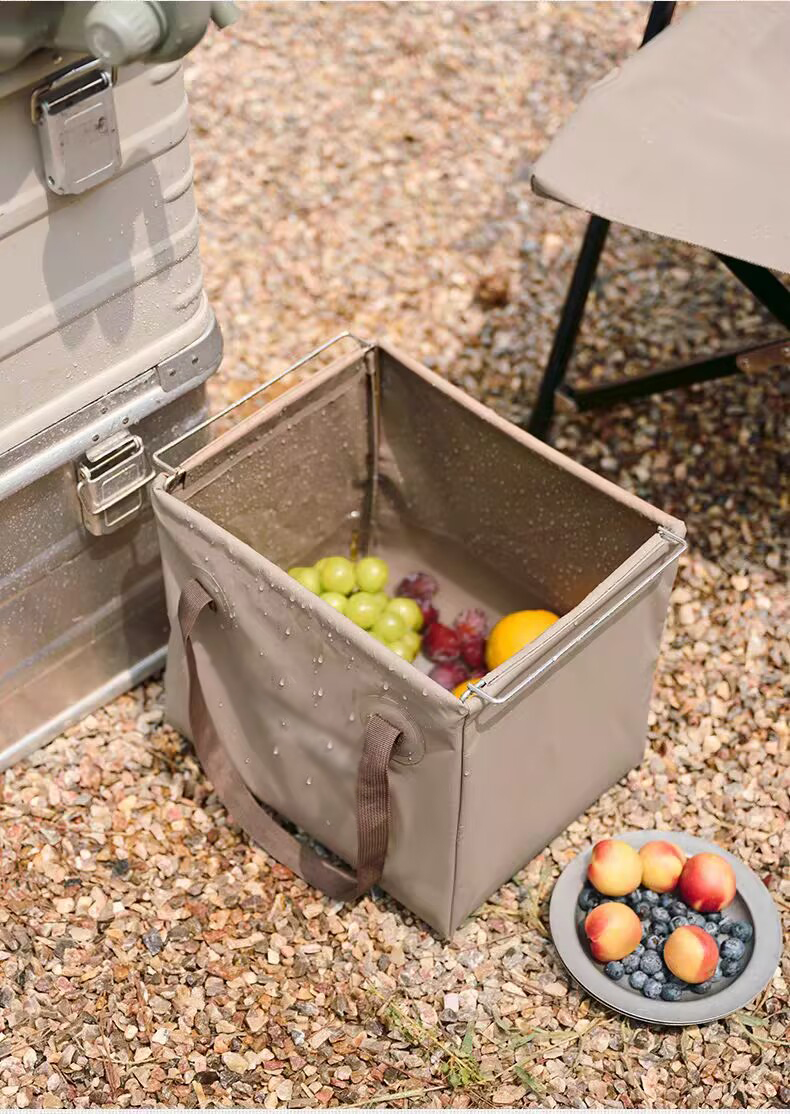 Latest Models PVC Water Bucket Folding Wash Basin Outdoor Kitchen Sink Waterproof Storage Container Stainless Steel Frame