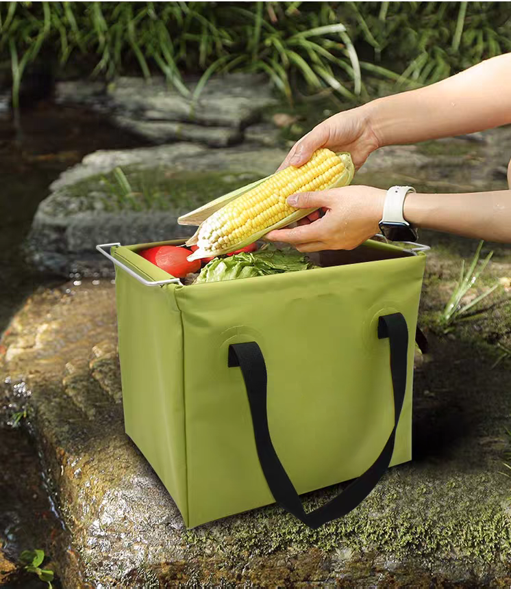 Latest Models PVC Water Bucket Folding Wash Basin Outdoor Kitchen Sink Waterproof Storage Container Stainless Steel Frame
