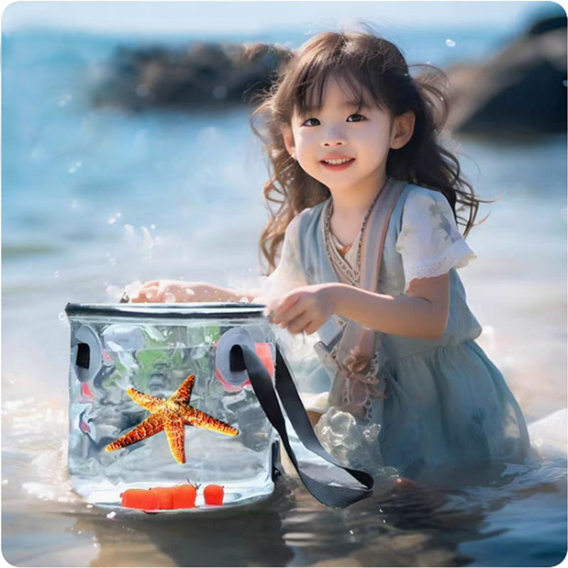 12 Liter Clear Plastic Water Container Storage Bag Portable Foldable Camping Hiking Boating Fishing Folding Ice Bucket