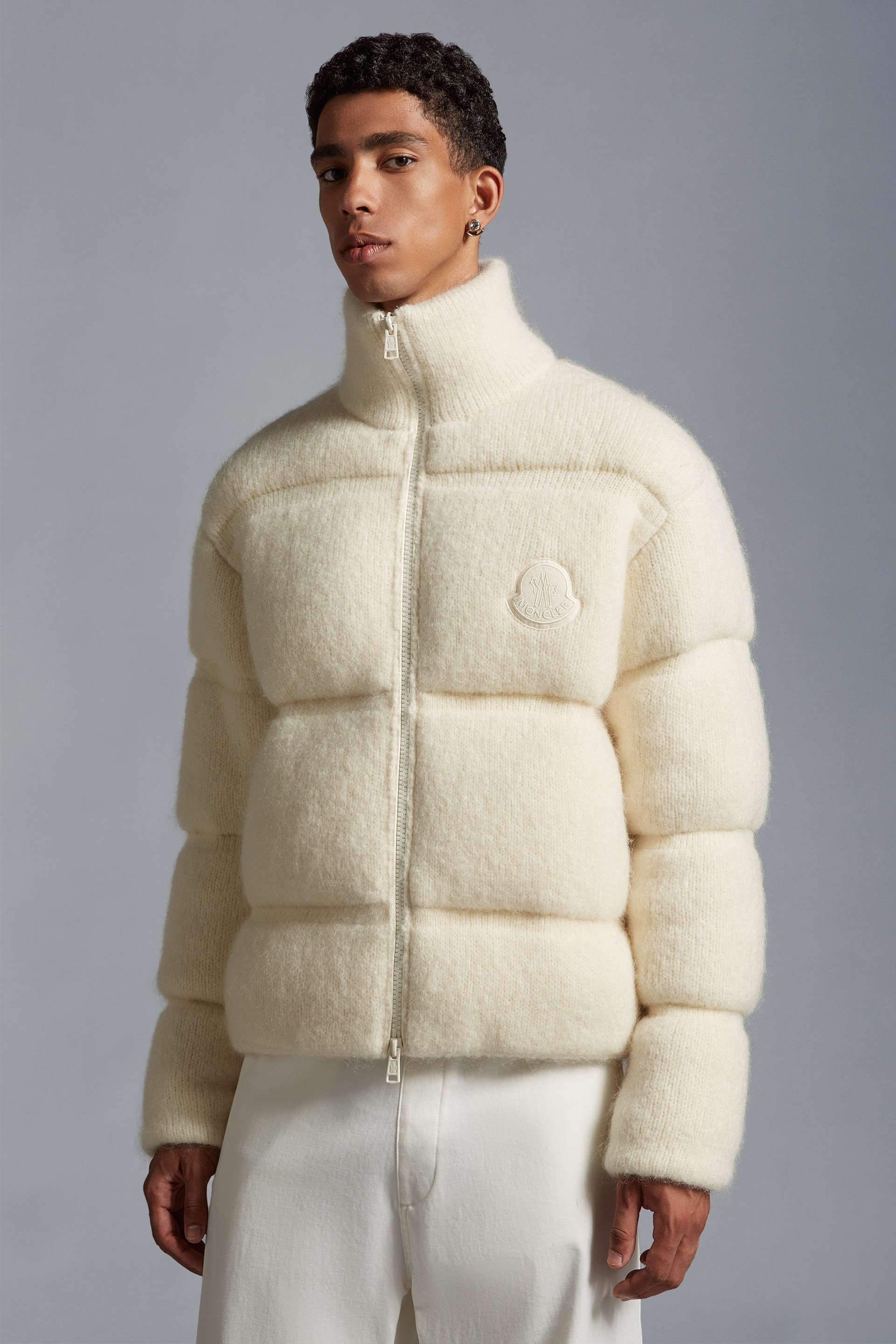 Padded Mohair & Wool Zip-Up Cardigan