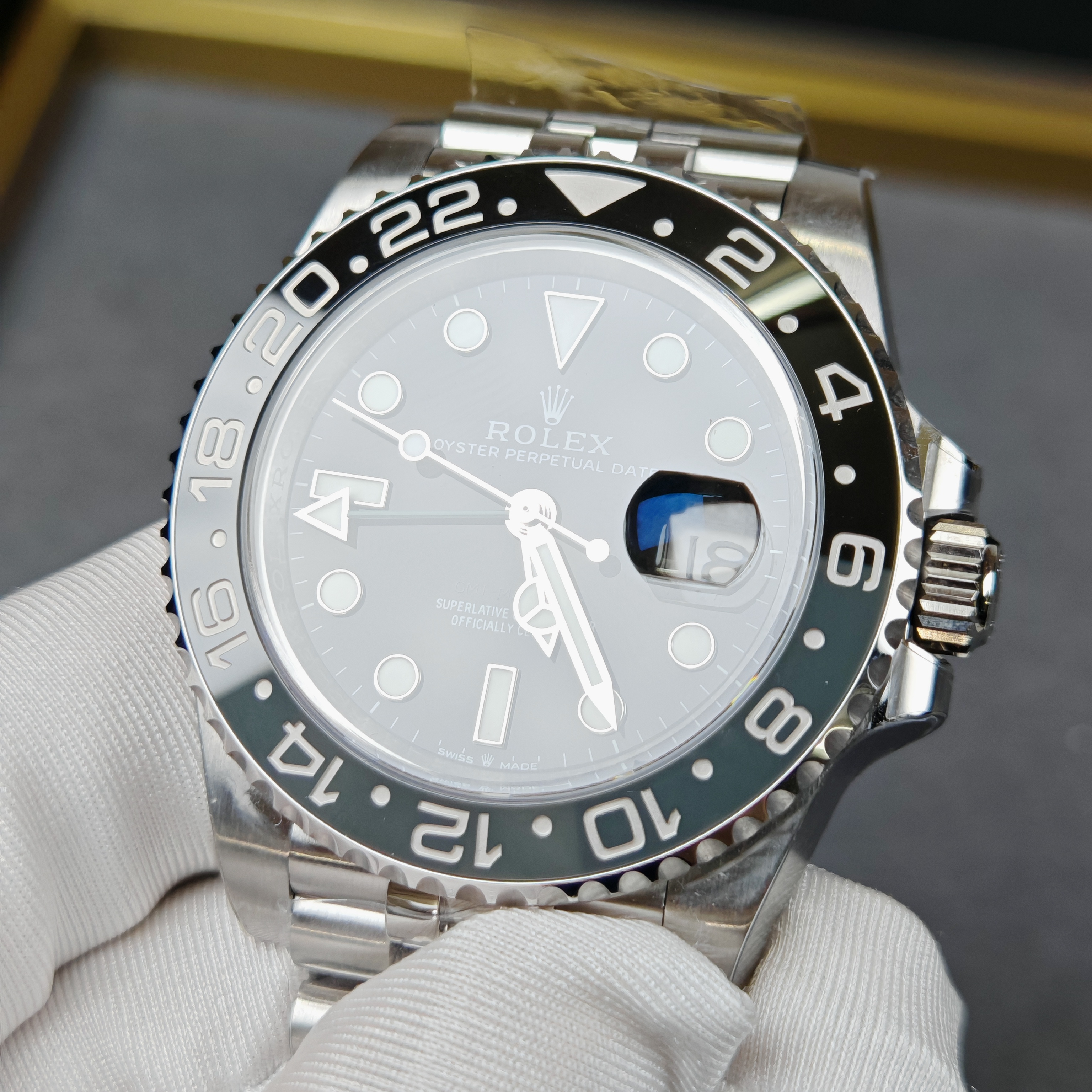 Rolex Bruce Wayne GMT Master II 126710grnr-0003 Black/Grey two-tone ceramic bezel Stainless Steel (40mm) Super Clone