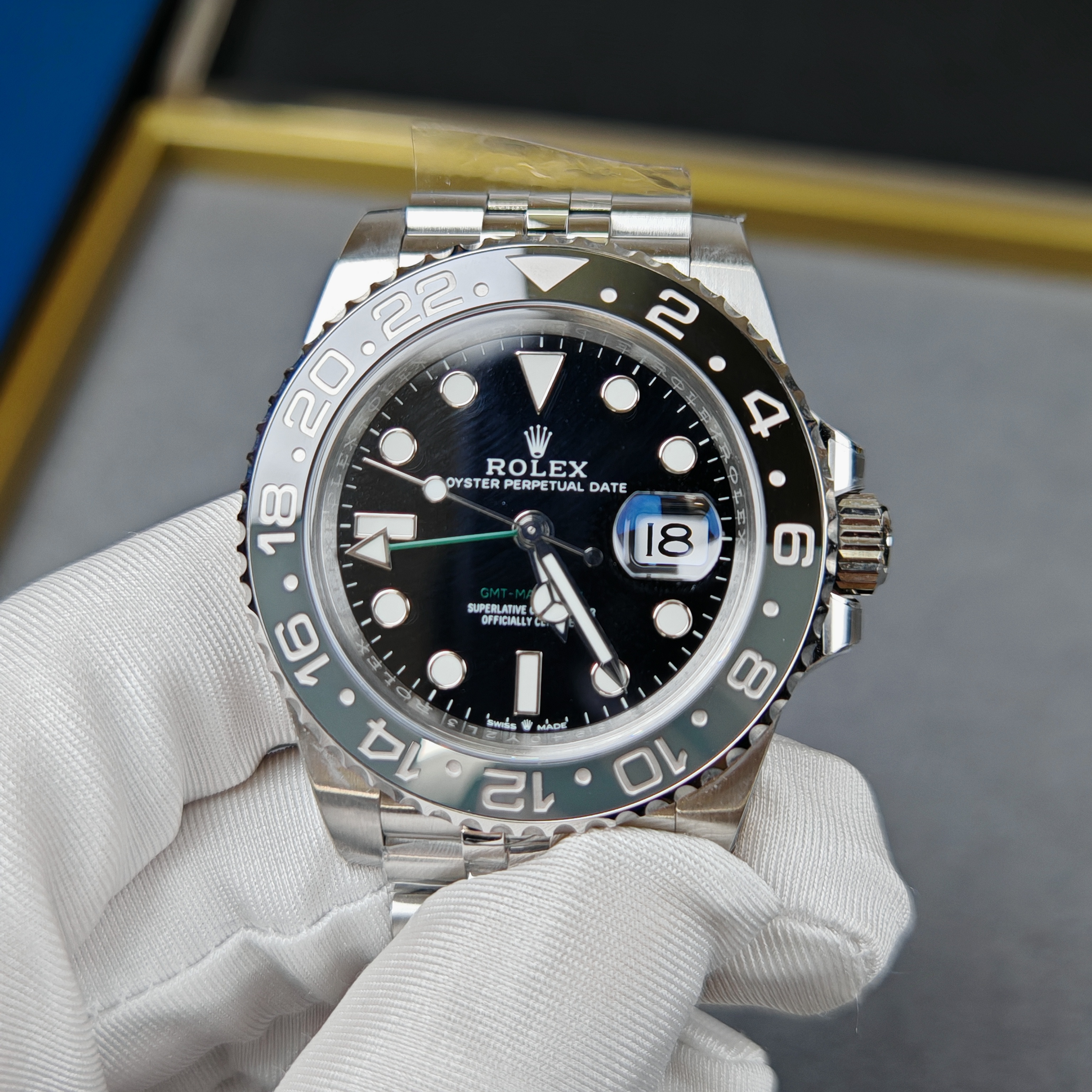 Rolex Bruce Wayne GMT Master II 126710grnr-0003 Black/Grey two-tone ceramic bezel Stainless Steel (40mm) Super Clone